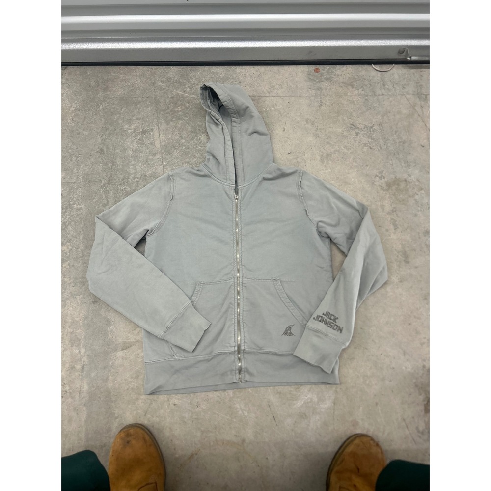 Jack Johnson Concert Tour Full Zip Hoodie Mens XL Grey Sage Green broken pulltab